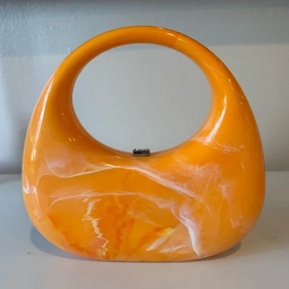 Orange Acrylic top handle bag - Picture 4 of 7